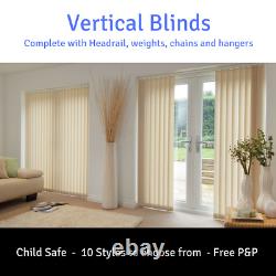 White or Cream Vertical Blinds & Headrail Complete kit Made to measure