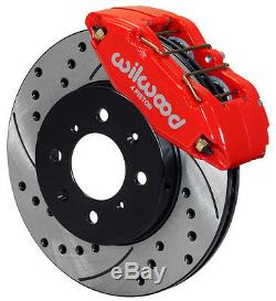 Wilwood Disc Brake Kit, Front Stock Replacement, Honda, Drilled Rotors, Red Calipers