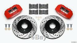 Wilwood Disc Brake Kit, Front Stock Replacement, Honda, Drilled Rotors, Red Calipers