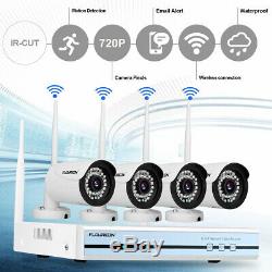 Wireless CCTV 1080P HDMI 4CH NVR Outdoor Camera Security System Kit IR Night 1TB