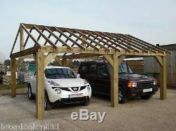 Wooden Garden Shelter Frame, Gazebo, Cart Lodge, Car Port Canopy Kit 6m x 4.8m