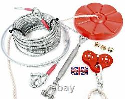 Zip Line Kit Choose Length 10 Mtr 100 Mtr heavy duty 8mm 20 Stone Weight limit