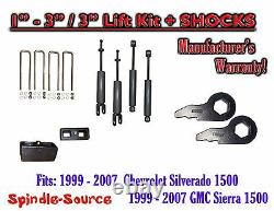 1999 2006 Chevy Gmc 1500 Silverado Sierra 1-3 Clés / 3 Kit De Nivellement + Shocks