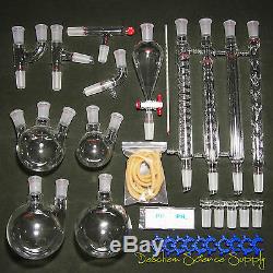 24/40, Nouveau Kit Verrerie Laboratoire De Chimie Organique, 32 Pcs, Labo Chemilcal