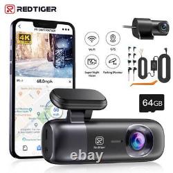 CAMÉRA DE TABLEAU REDTIGER F9 4K Caméra Avant et Arrière WiFi GPS avec Kit de Câblage Dur