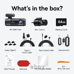 CAMÉRA DE TABLEAU REDTIGER F9 4K Caméra Avant et Arrière WiFi GPS avec Kit de Câblage Dur