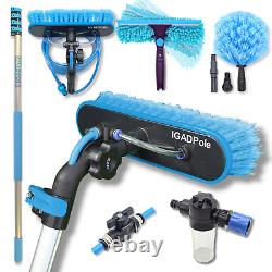 Ensemble de lavage avec brosse alimentée à l'eau, plumeau à toiles d'araignée, raclette de 25 cm et distributeur de savon