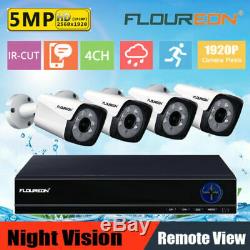 Floureon Cctv 4pcs 5mp Surveillance Ip Cam Kit 4k Uhd Dvr Système Extérieur Système À La Maison