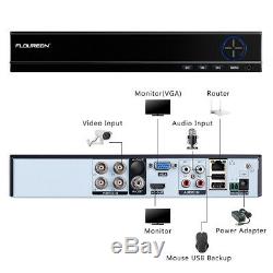 Floureon Cctv 4pcs 5mp Surveillance Ip Cam Kit 4k Uhd Dvr Système Extérieur Système À La Maison