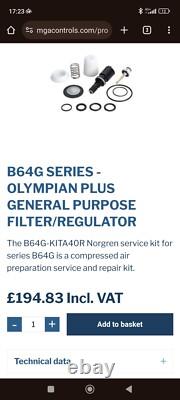 KIT DE RÉGULATEUR DE FILTRE IMI NORGREN B64G-KITA40R. Tout neuf.