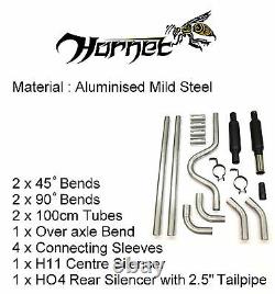 Kit D'échappement Adaptable Hornet 2 Bore Avec 2,5 Embouts En Acier Inoxydable