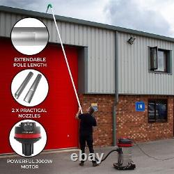 Kit de Pôle d'Aspirateur de Gouttière pour Nettoyage de Tuyaux de Drain à Longue Portée et Aspirateur Humide et Sec de 80L