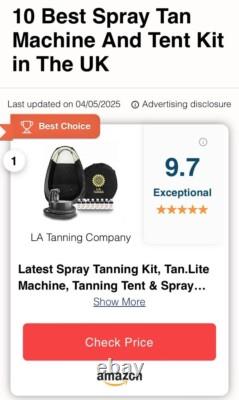 Kit de bronzage en spray, dernier bronzage. Machine Lite, tente et spray bronzant ! Prix de vente conseillé 300,00 £ ! WOW