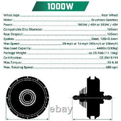 Kit de conversion de moteur de vélo électrique Voilamart 26 48V 1000W pour roue arrière