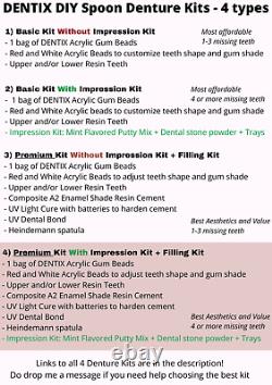 Kit de prothèse dentaire DIY PREMIUM avec kit d'empreinte + kit de remplissage gratuit complet/partiel