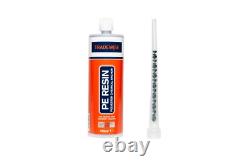 Kit de réparation de mur avec couture de fissure 5x 410ml de résine, 10x barre hélicoïdale 8mm x 1m et pistolet