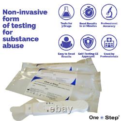 Kit de test de drogue salivaire 3 en 1 à domicile pour le dépistage de cannabis, cocaïne et héroïne.