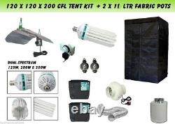 Meilleur kit complet pour chambre de culture hydroponique en tente avec ventilateur, filtre, éclairage CFL 120x120x200.