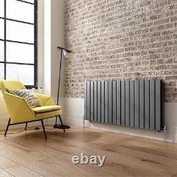 Radiateur horizontal à double colonne à panneau plat de designer en anthracite blanc