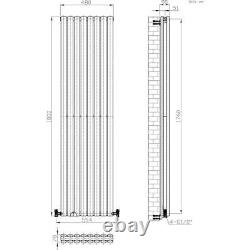 Radiateur vertical design double panneau colonnes ovales chauffage anthracite blanc