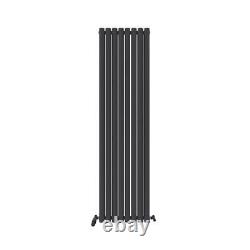 Radiateur vertical design double panneau colonnes ovales chauffage anthracite blanc