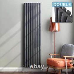 Radiateur vertical design double panneau colonnes ovales chauffage anthracite blanc