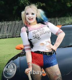 Royaume-uni Fast Post Qualité Harley Quinn Costume Costume De Fantaisie Tatouages, Halloween Outfit