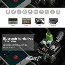 Sans Fil Bluetooth Mains Libres Voiture Transmetteur Fm Lecteur Mp3 Double Kit Chargeur Usb