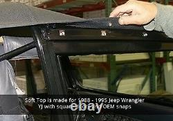 Smittybilt 9870215 Kit De Remplacement Premium Soft Top 1988-1995 Jeep Wrangler Yj