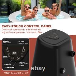 Spa gonflable rond SLSY pour 4 personnes, étanche, jacuzzi gonflable avec 120 jets d’air