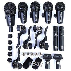 Tambour Microphones Set'nordell ' 7 Pce MIC Kit, 5 Clips Rim, 7 Câbles Xlr + Étui
