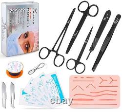 Trousse de pratique de suture avec pad à 3 couches et 14 blessures en silicone pour les étudiants
